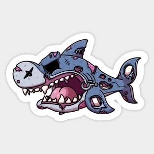 Angry Zombie Shark Sticker